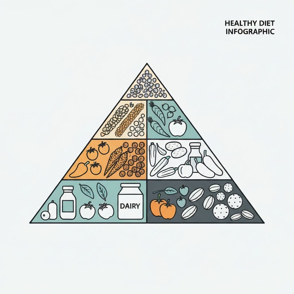 Egészséges táplálkozás piramis infografika